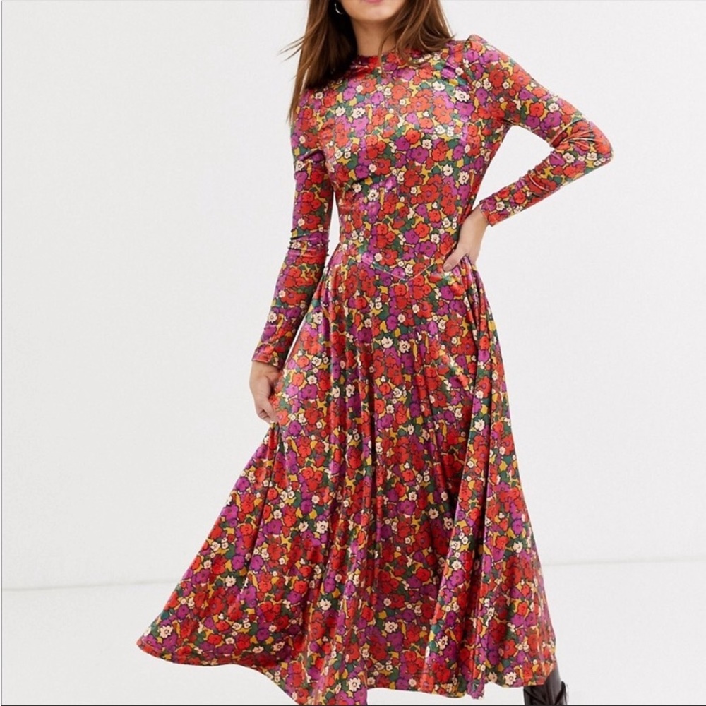 Free People Heartland Velvet Floral Dress